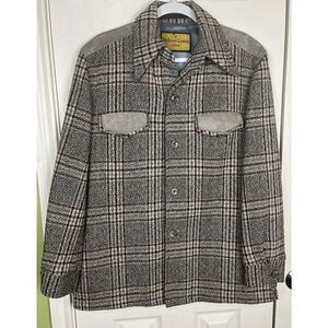 A Robert Lewis Idea 1970 Vintage Herringbone Wool Suede Trim Jacket Men’s  Sz 42